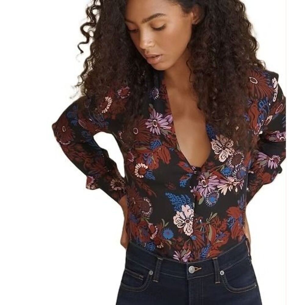 Veronica Beard Angelica Dark Floral Blouse Women's 16